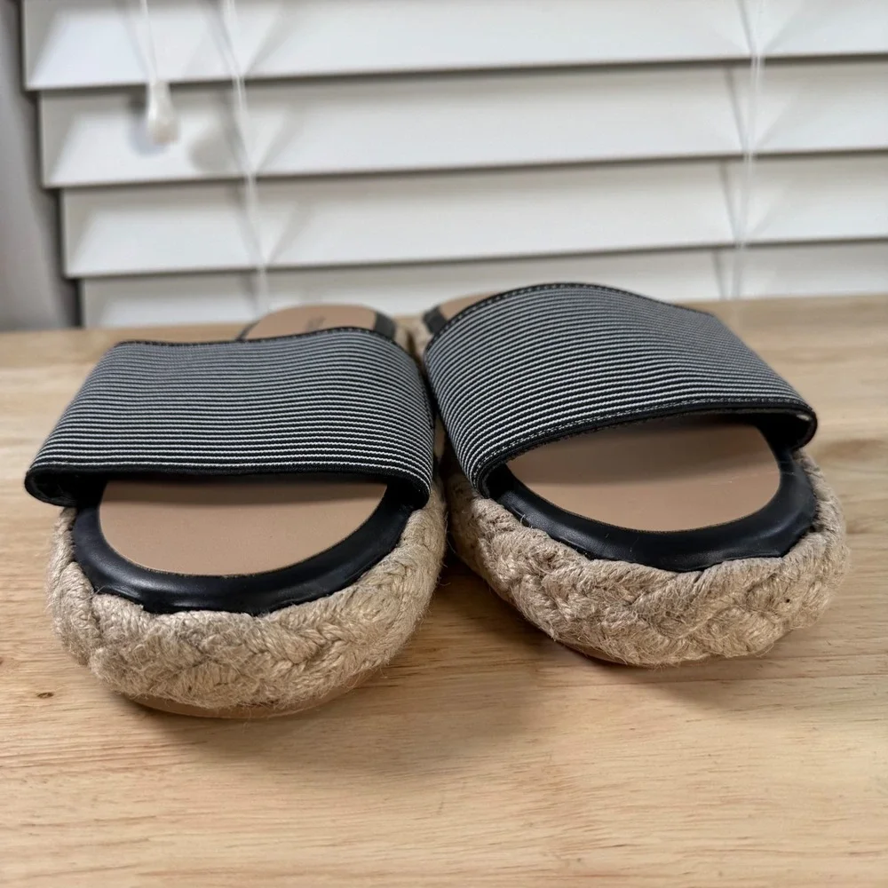 Torrid Single Band Espadrille Platform Slide Women's Black Stripe Sandals - 10‎